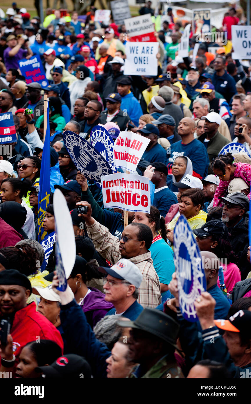 Gathering of participants at the Alabama capitol building in the culmination of the commemoration of the 1965 Selma to Montgomer Stock Photo