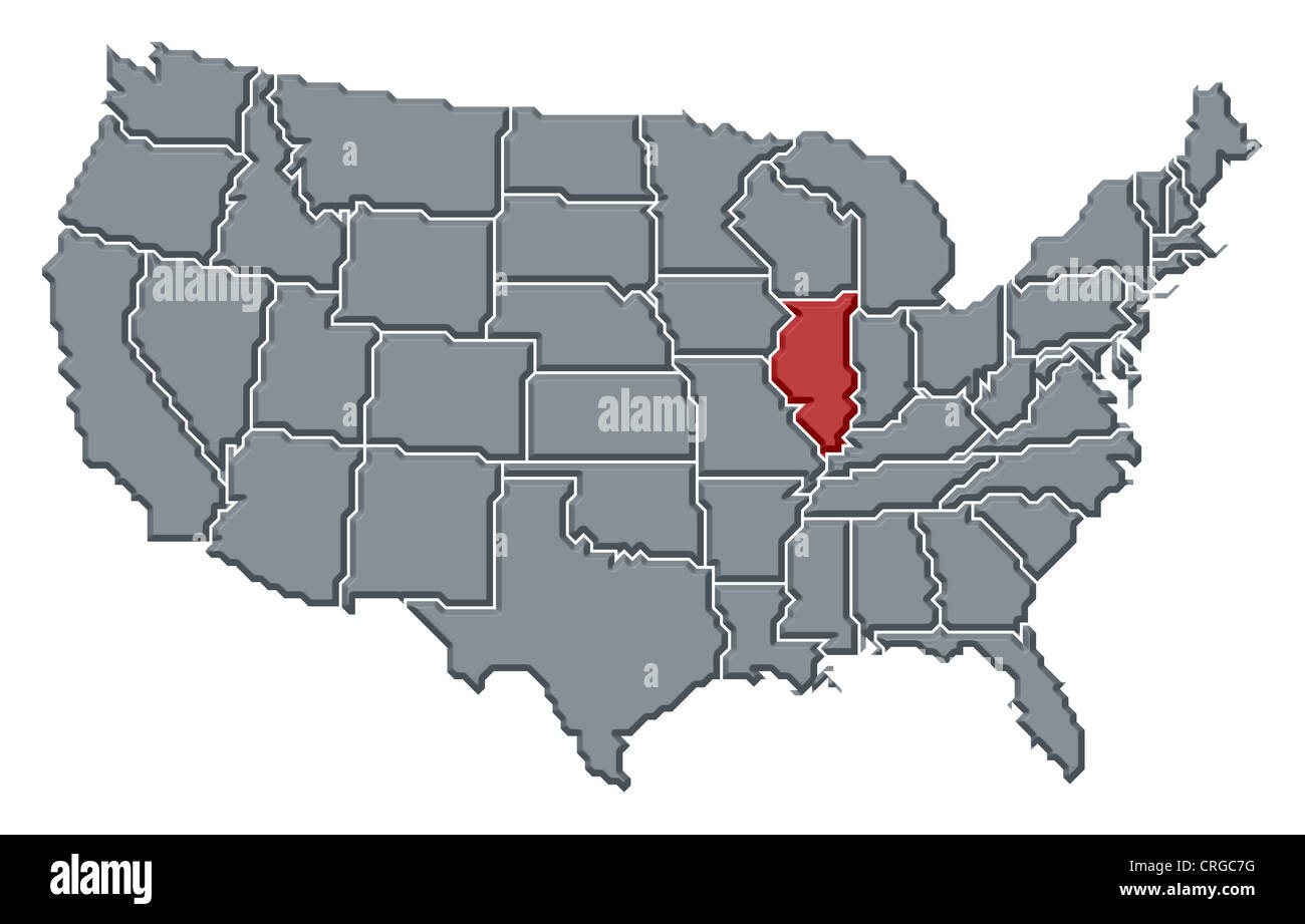 Political Map Of United States With The Several States Where Illinois Political Map Of United States With The Several States Where Illinois CRGC7G
