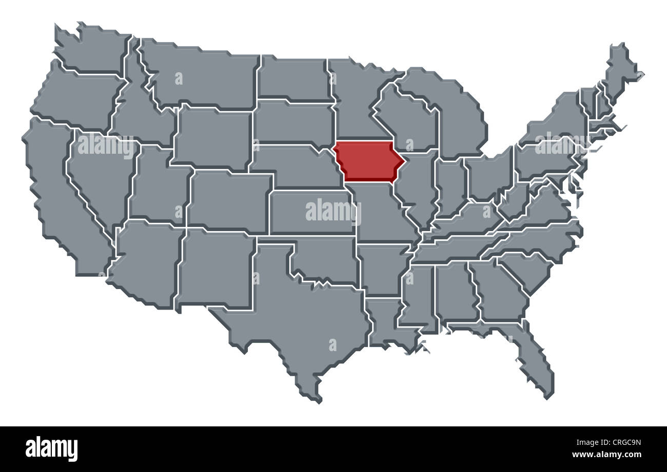 Political map of United States - Political Map Of United States With The Several States Where Iowa CRGC9N 