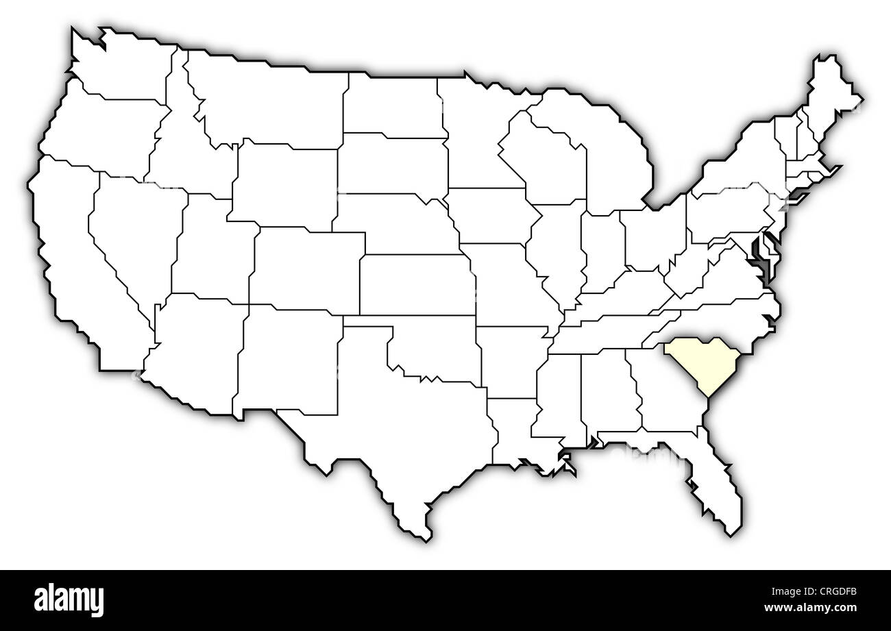 Political map of United States with the several states where South