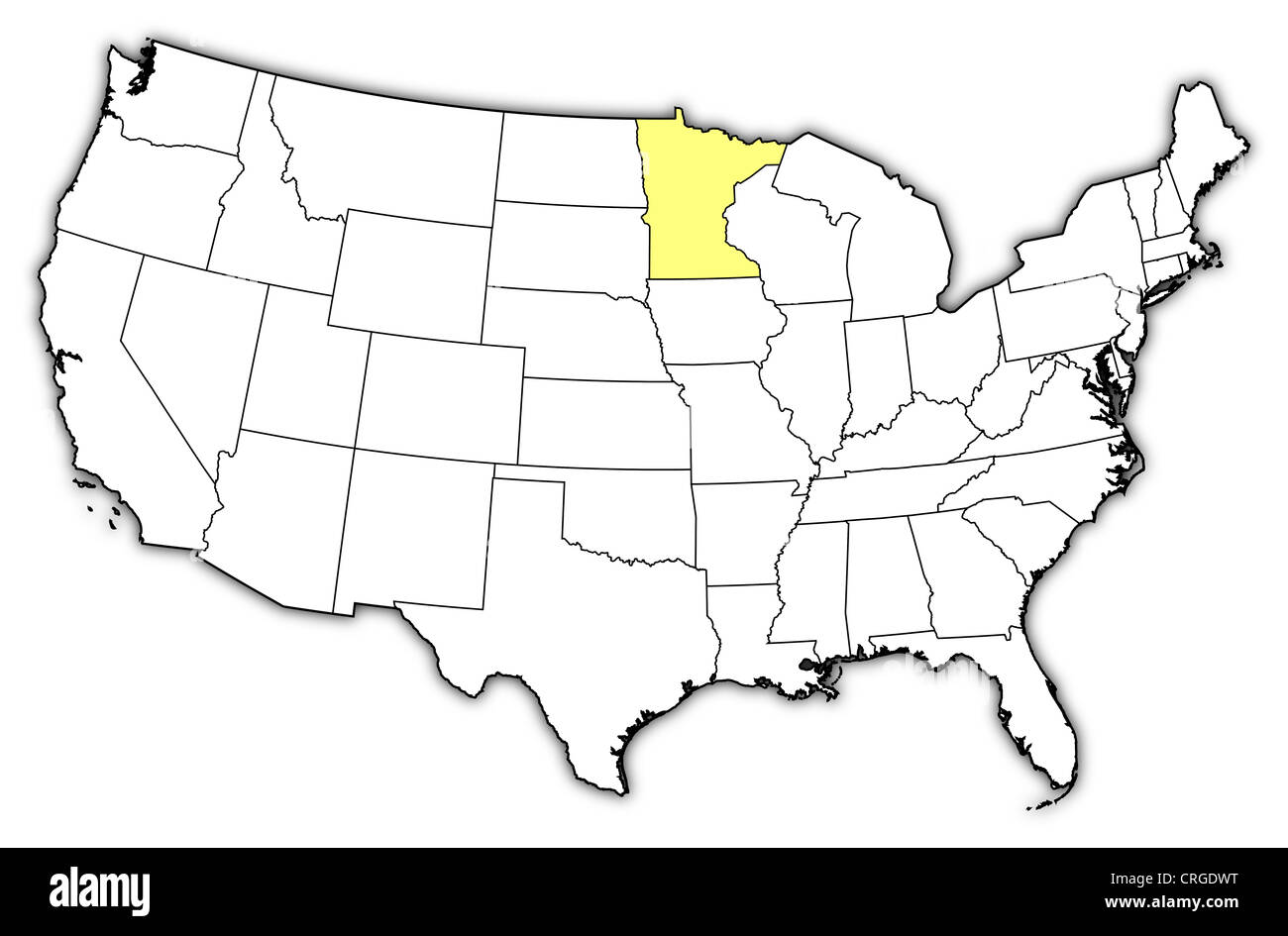 Minnesota On The Map Of The United States Political Map Of United States With The Several States Where Minnesota Is  Highlighted Stock Photo - Alamy