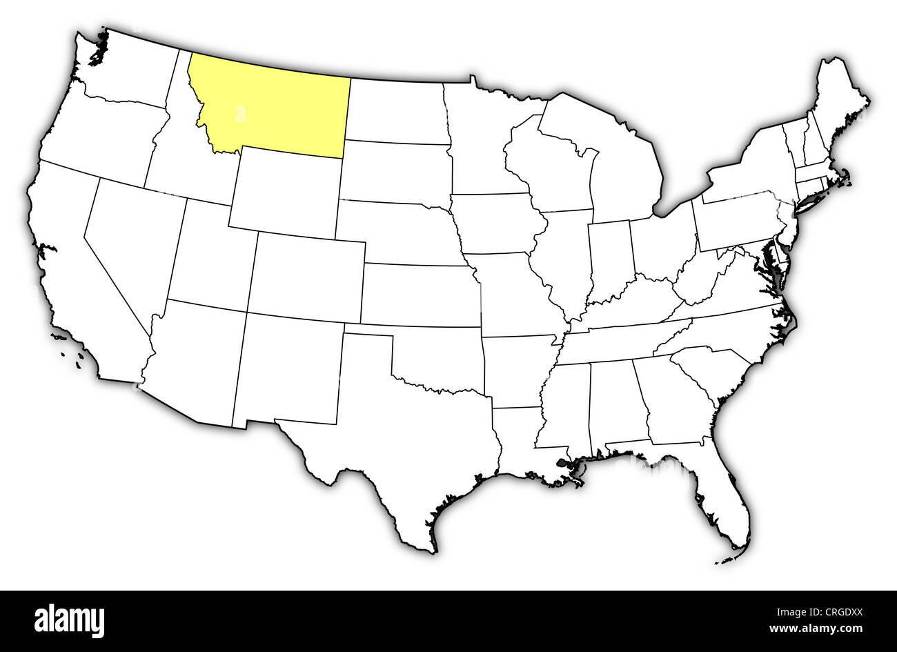 Political map of United States with the several states where Montana is ...