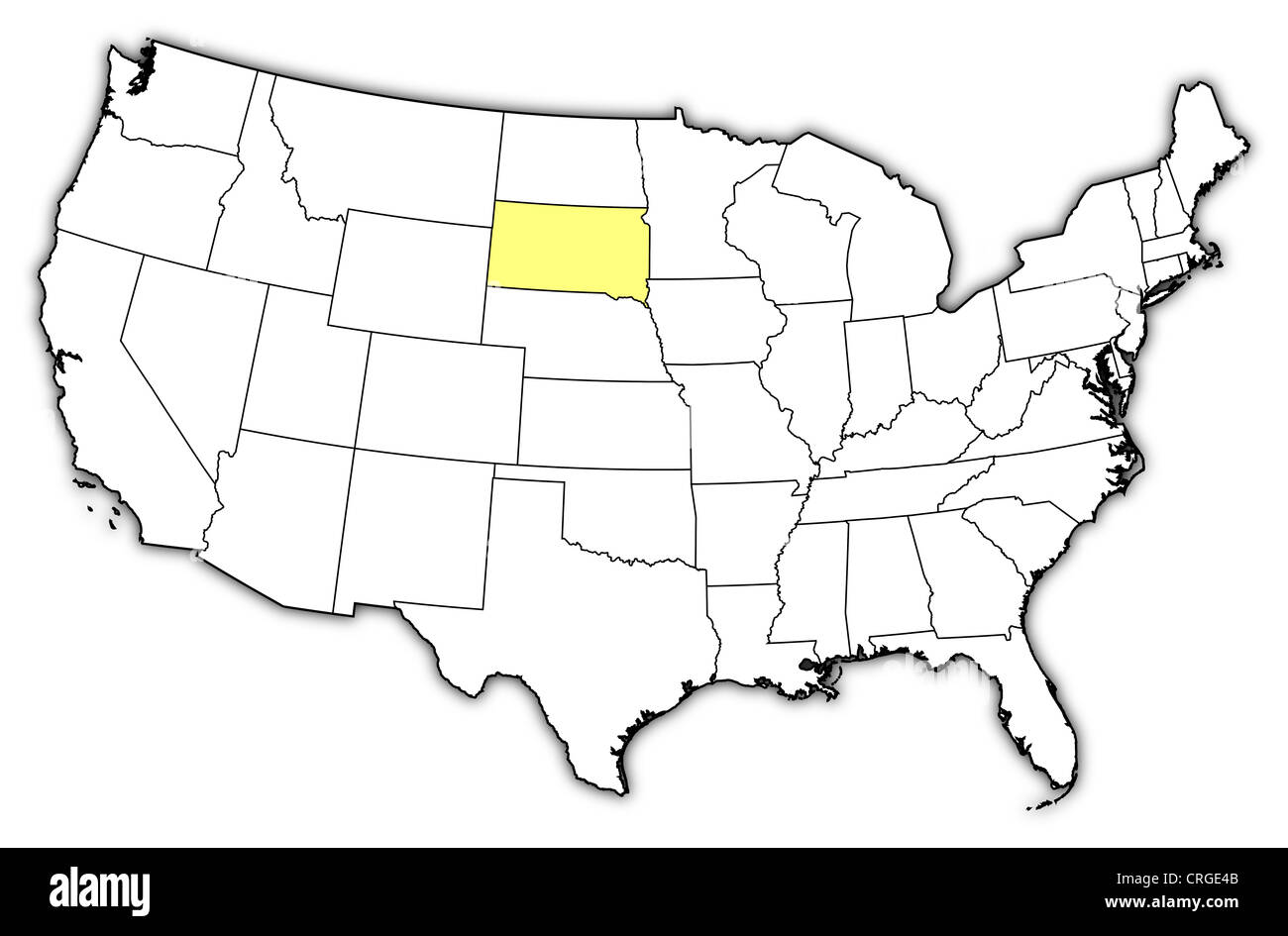 Political map of United States with the several states where South