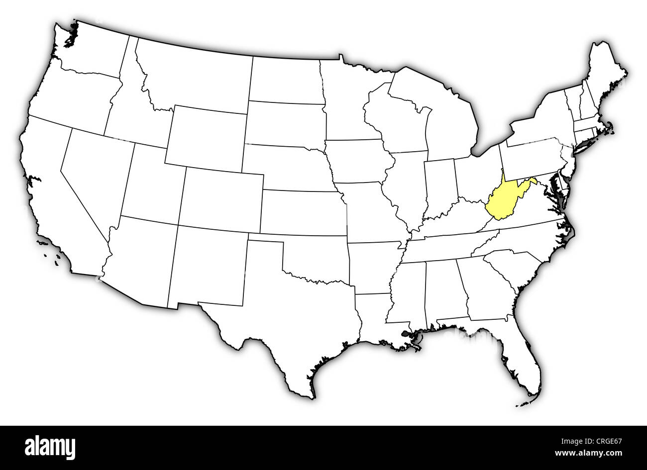 West Virginia In Usa Map Political Map Of United States With The Several States Where West Virginia  Is Highlighted Stock Photo - Alamy