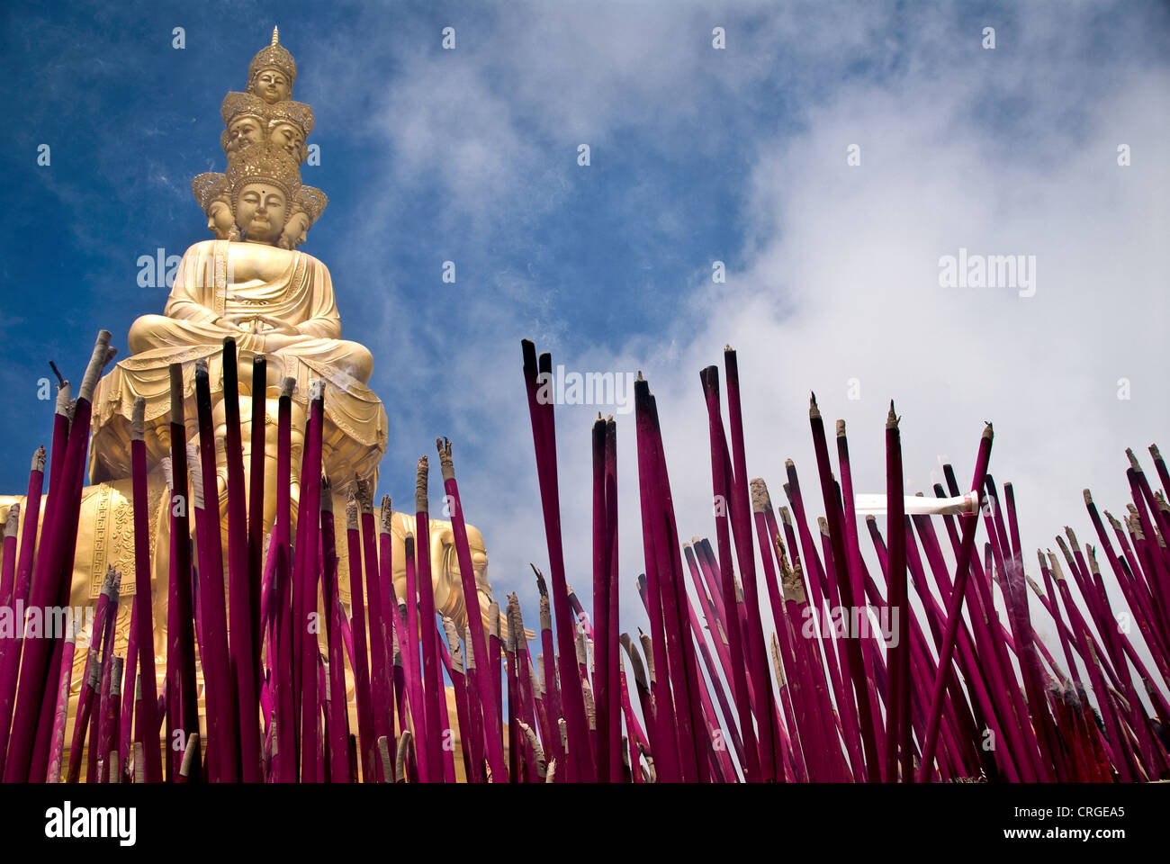 Golden Buddha at the summit of the Mount Emeni Shan. Sichuan. China Stock Photo