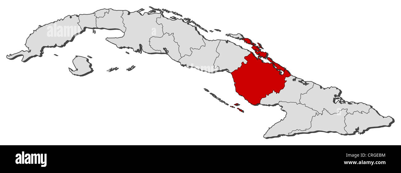 Political map of Cuba with the several provinces where Camagüey is ...
