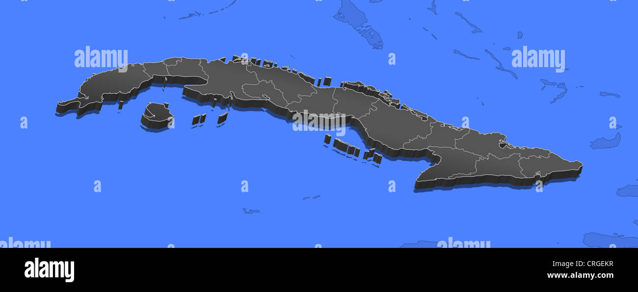 Political Map Of Cuba With The Several Provinces Stock Photo