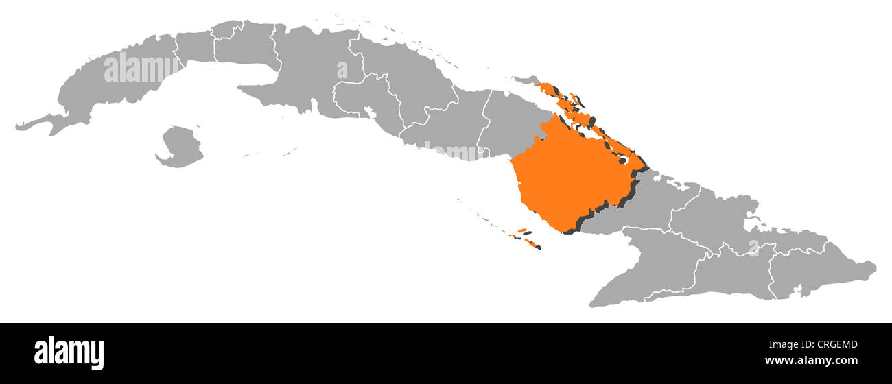 Political map of Cuba with the several provinces where Camagüey is ...