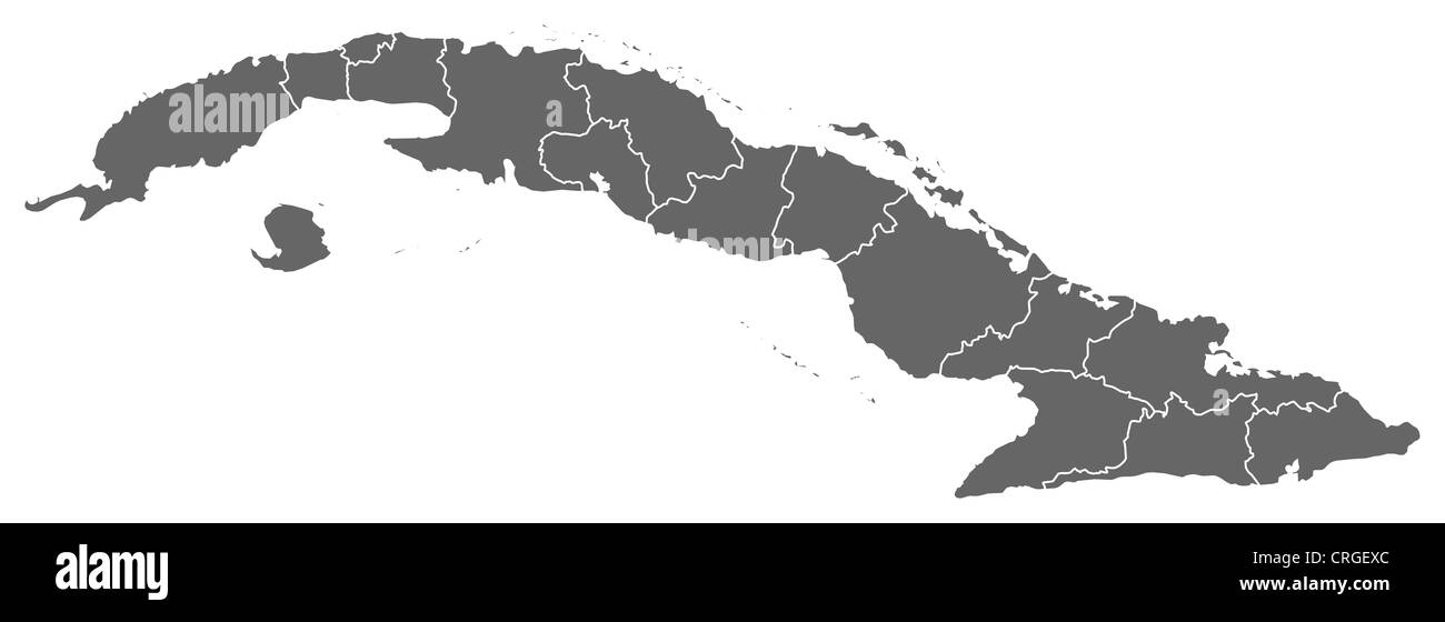 Political map of Cuba with the several provinces. Stock Photo