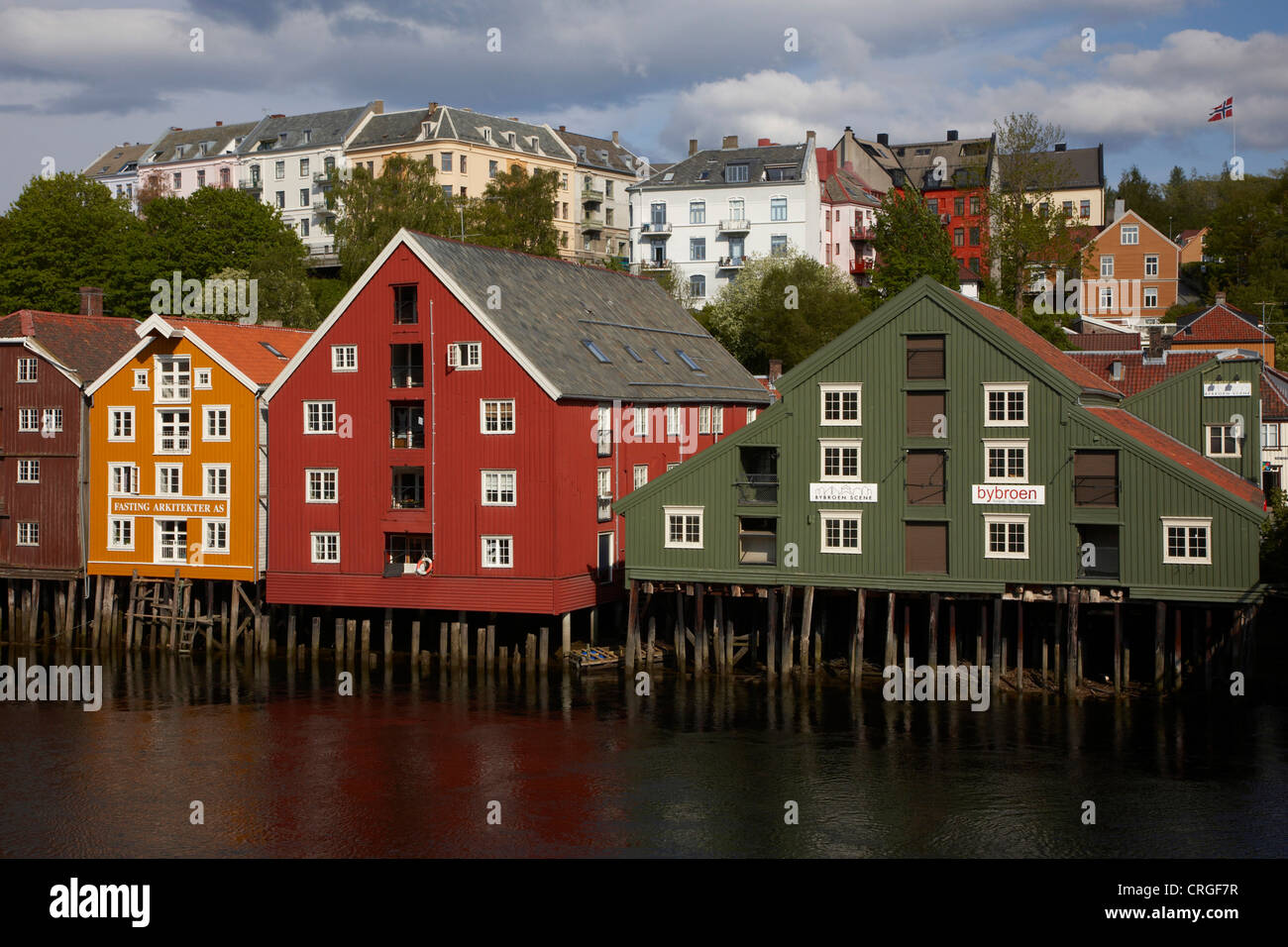 houses at Nidelva , Norway, Trondheim Stock Photo Alamy