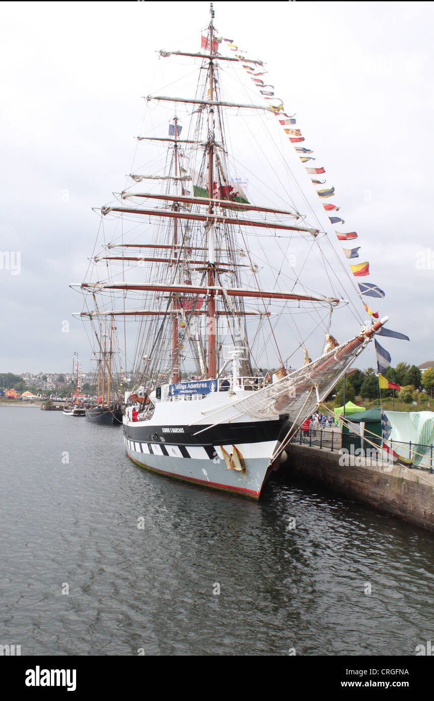 Stavros S Niarchos is a British brig-rigged tall ship Stock Photo