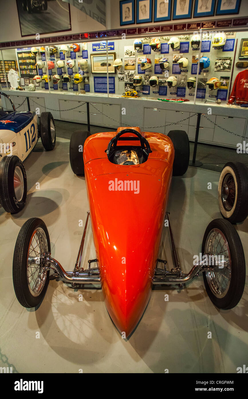 The Hot Rods, Dragsters, sports cars and land speed record cars at the Wally Parks NHRA museum in Pomona California Stock Photo