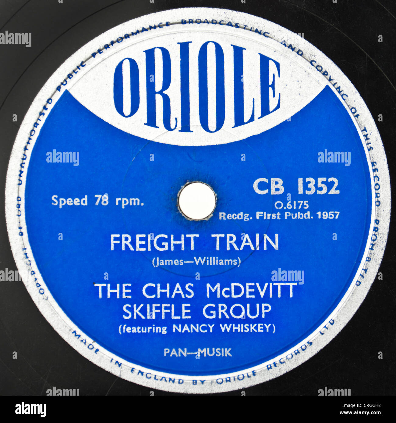 The Chas McDevitt Skiffle Group - Freight Train (featuring Nancy Whiskey) original 78rpm record (1957) Stock Photo