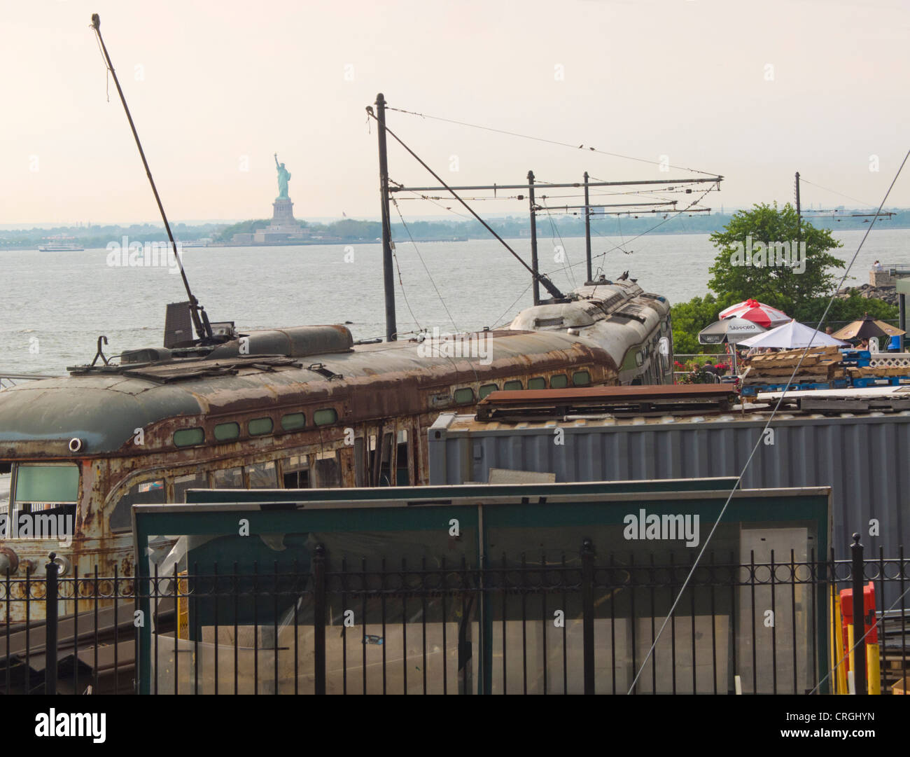 Brooklyn Red Hook trolley Stock Photo