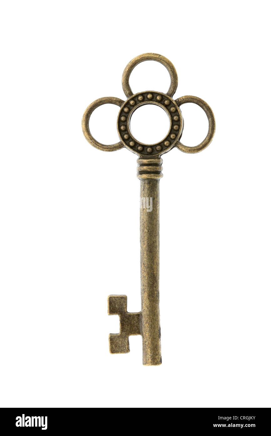 Antique key isolated on white background Stock Photo