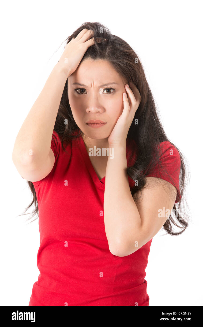 Beautiful girl looking menacingly dangerously from under the forehead Stock  Photo - Alamy