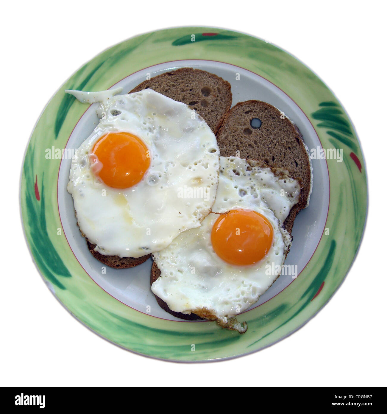 fried eggs on bread Stock Photo