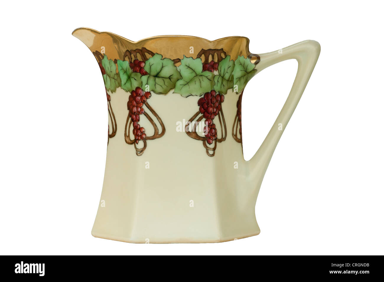 Hand painted antique grape juice pitcher isolated from Germany Stock Photo