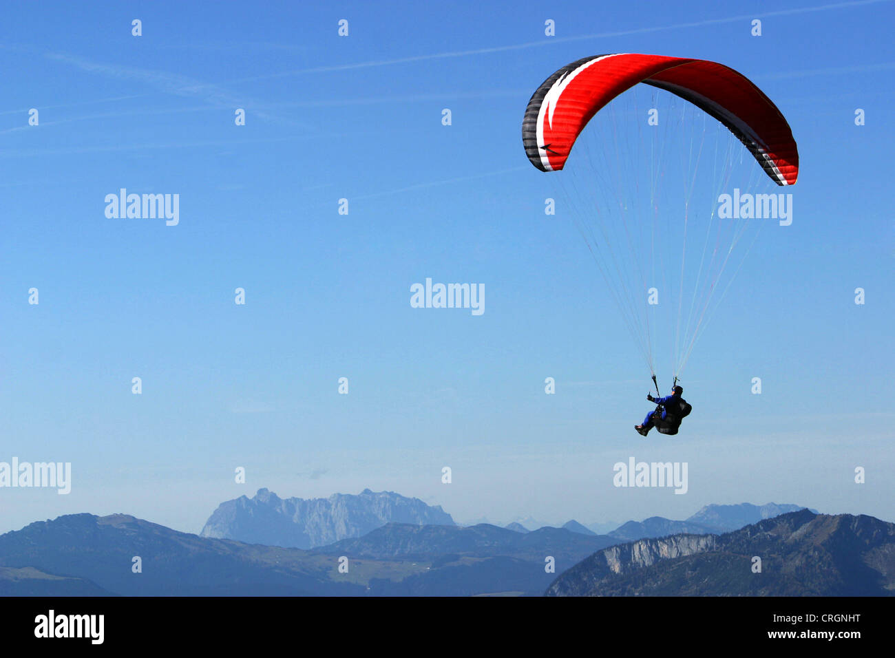 paragliding in front of Untersberg, Germany, Bavaria, Predigtstuhl, Bad Reichenhall Stock Photo