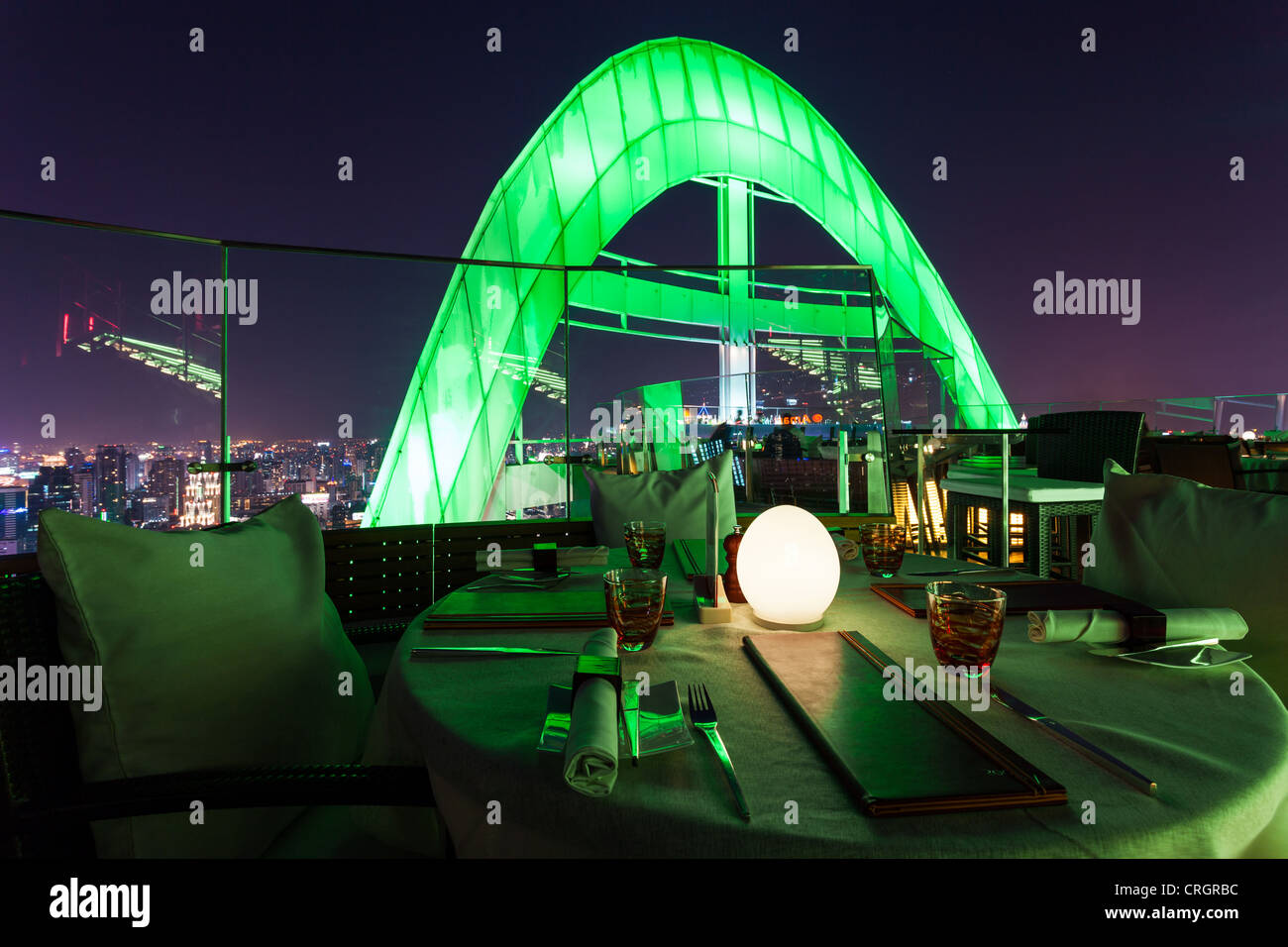 Red Sky Bar, one of the multiple rooftop bars in Bangkok, Thailand