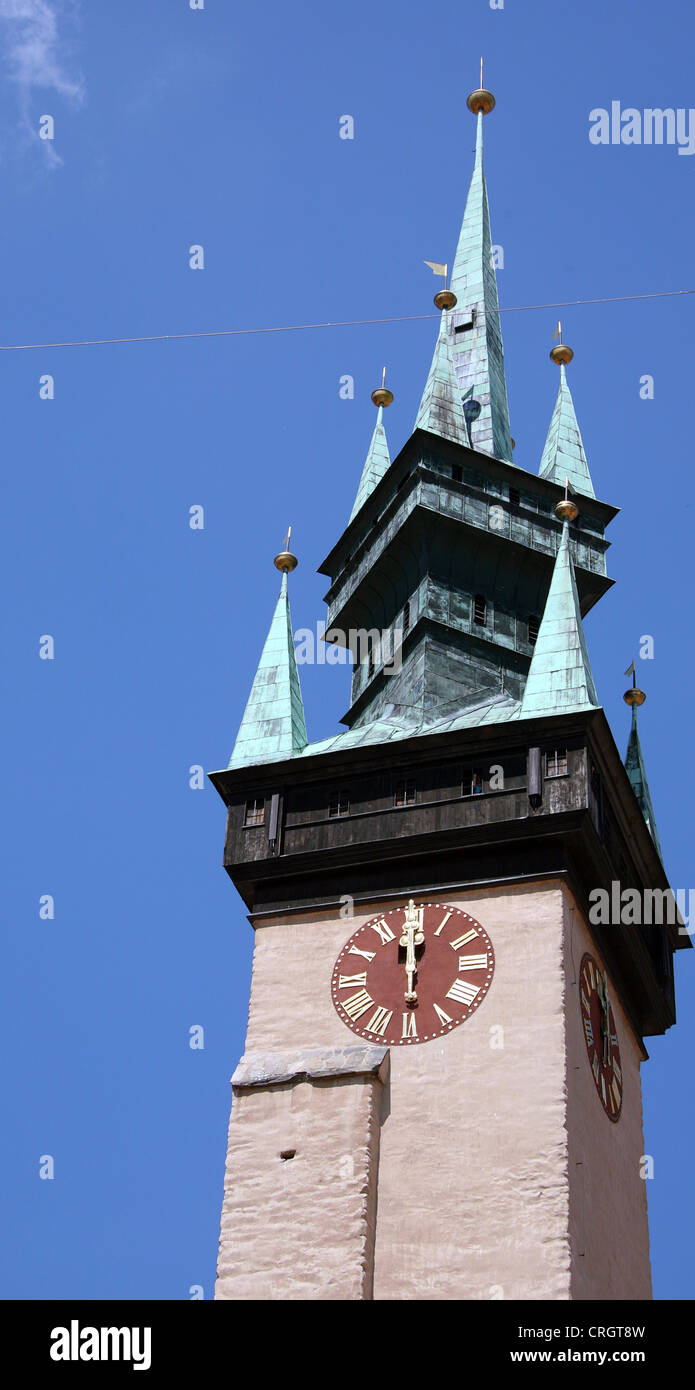 tower of the town hall, Czech Republic, Maehren, Znaim; Znojmo Stock Photo