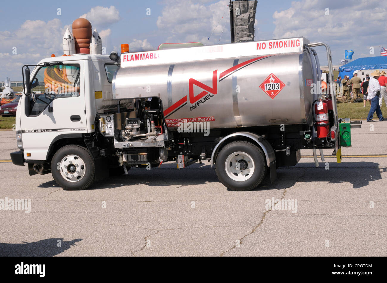 Aviation fuel truck at an airfield in Michigan - Stock Image