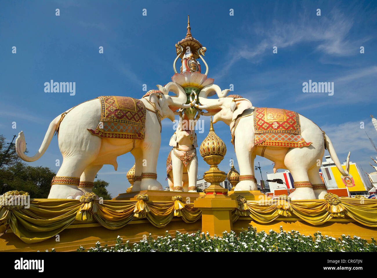 triple elephant exhibit, Thailand, Bangkok Stock Photo