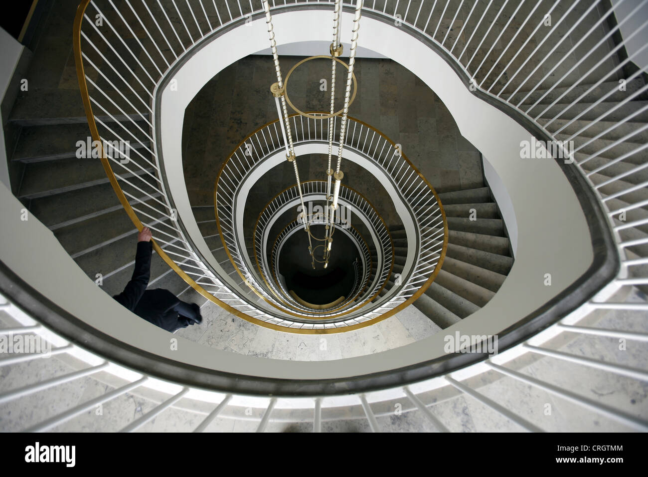 helical stair from above, Germany, North Rhine-Westphalia, Deutz, Koeln Stock Photo