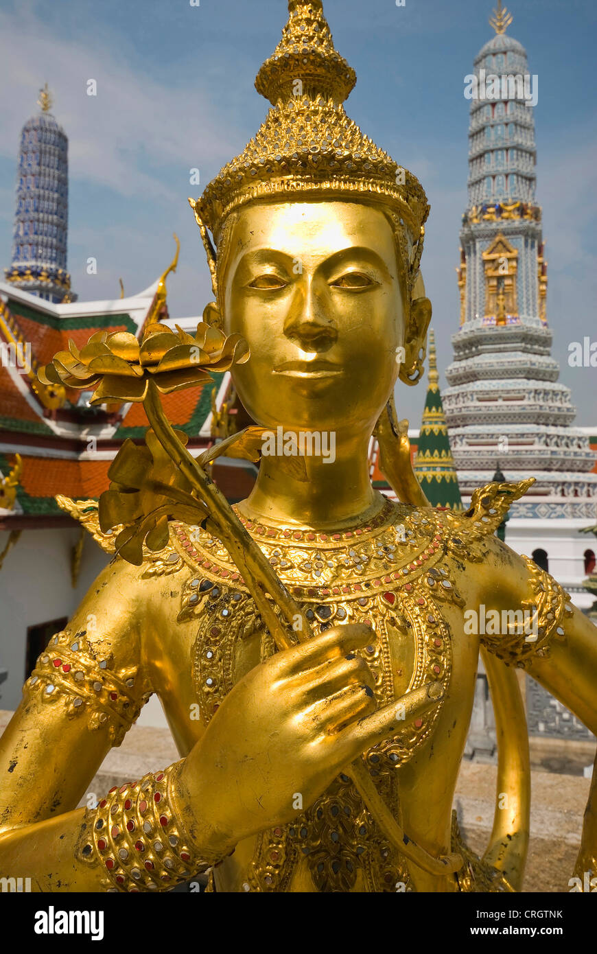 golden temple guard at Wat Phra Kaeo, Thailand, Bangkok Stock Photo