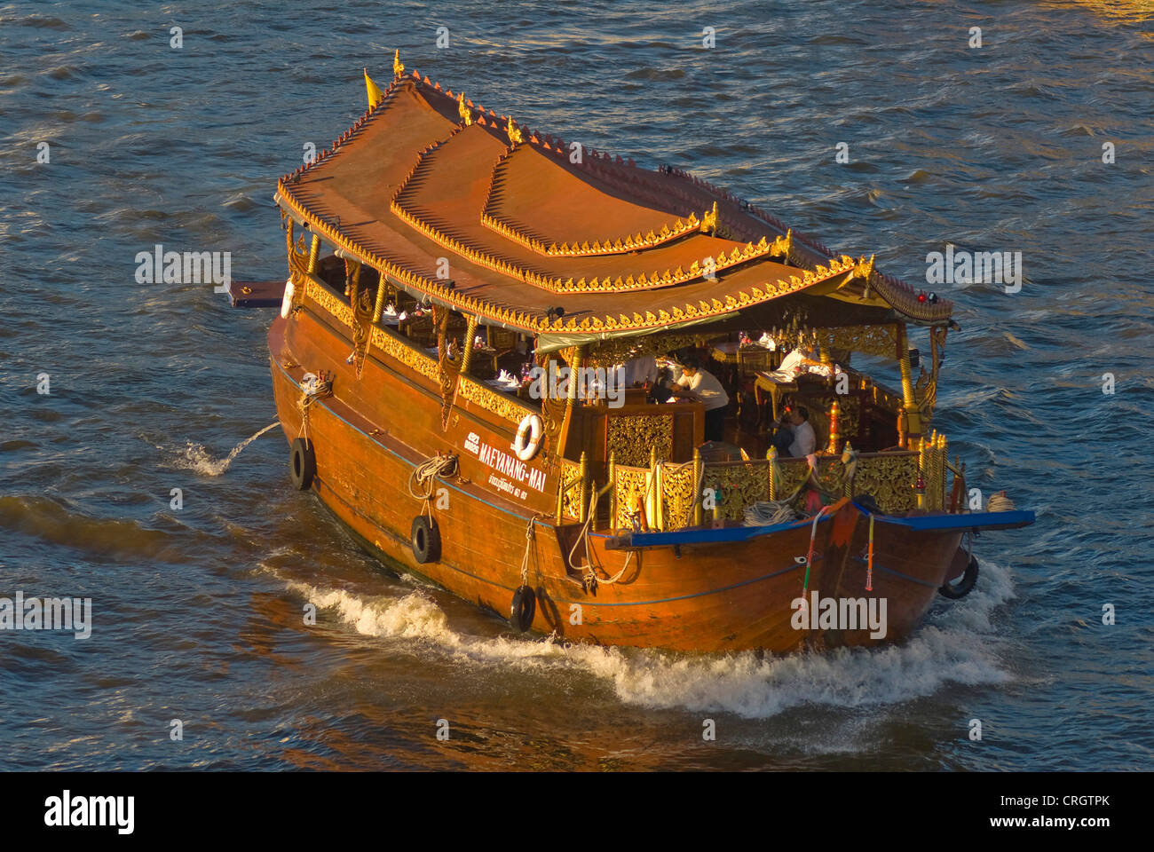 junk as excursion boat on the Chao Praya River, Thailand, Bangkok Stock Photo