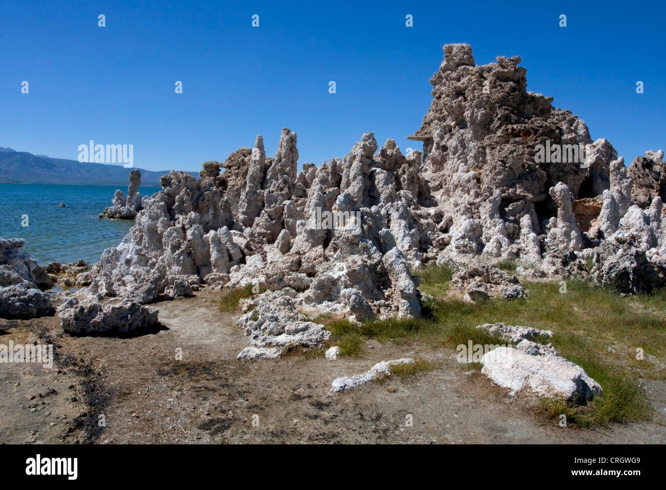Tufa towers or columns (rock formations) at Mono Lake, Mono County, California, USA in July Stock Photo