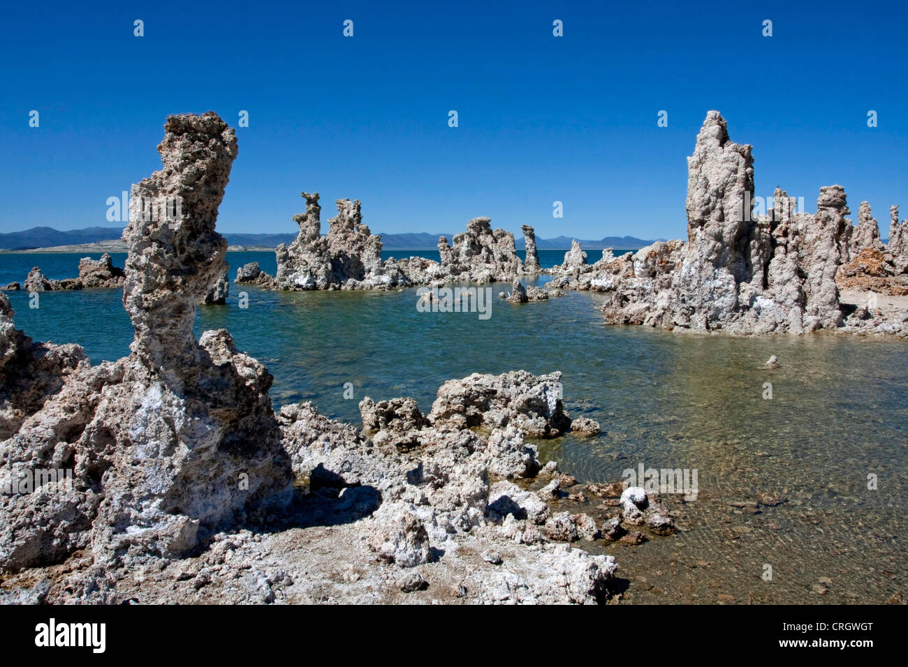 Tufa towers or columns (rock formations) at Mono Lake, Mono County, California, USA in July Stock Photo