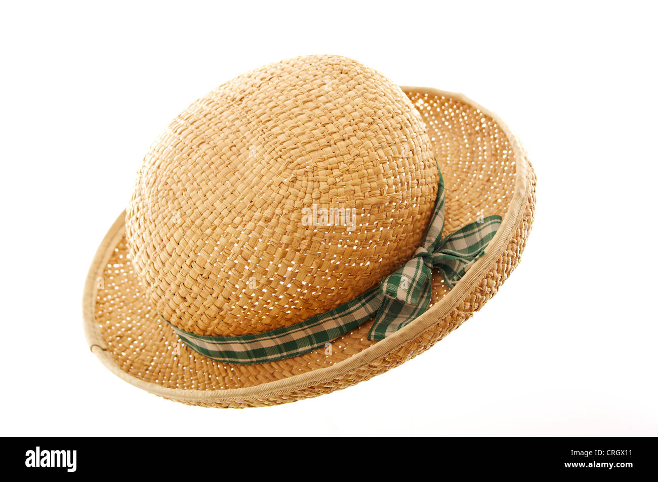Straw hat with ribbon isolated on white Stock Photo Alamy