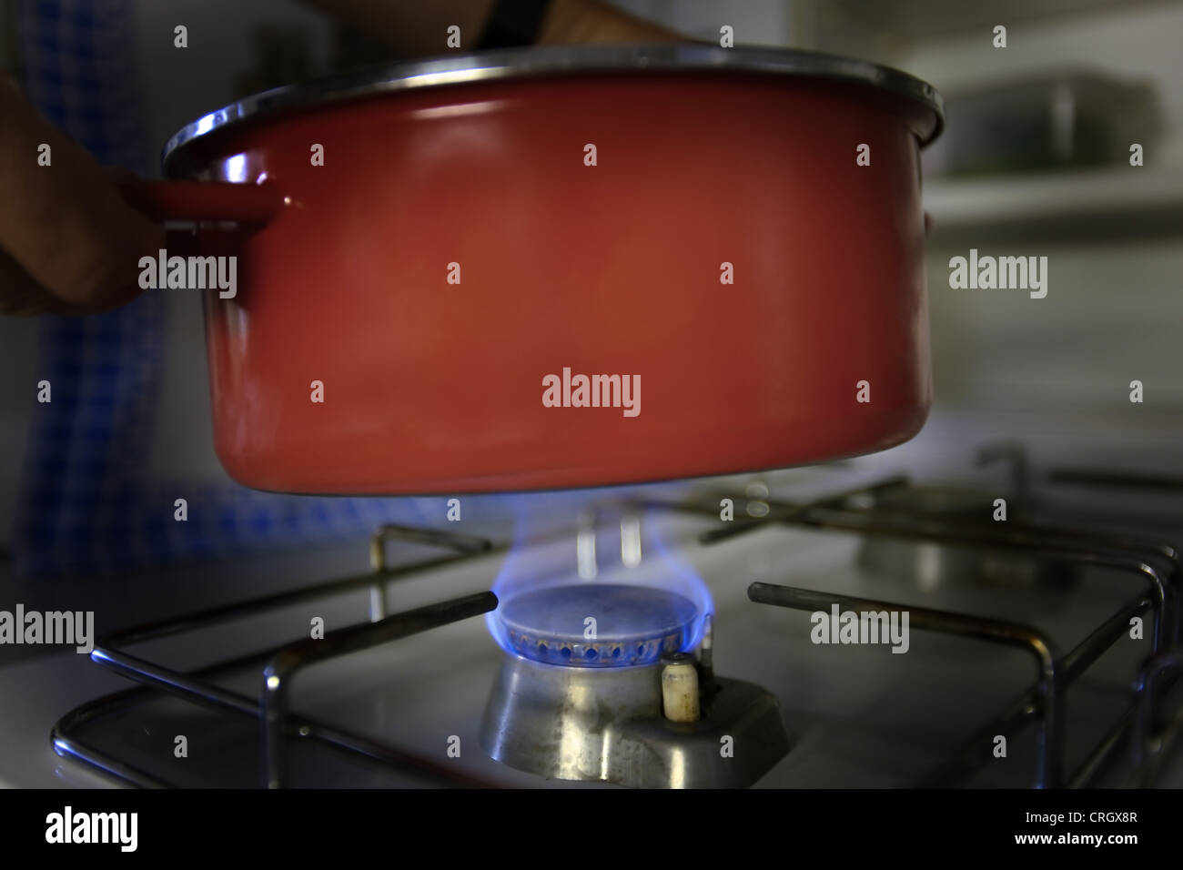 cooking pot on gas stove Stock Photo Alamy