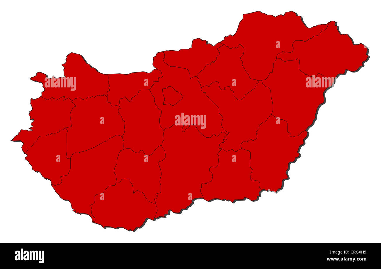 Political Map Of Hungary With The Several Counties Stock Photo Alamy Political Map Of Hungary With The Several Counties CRGXH5 