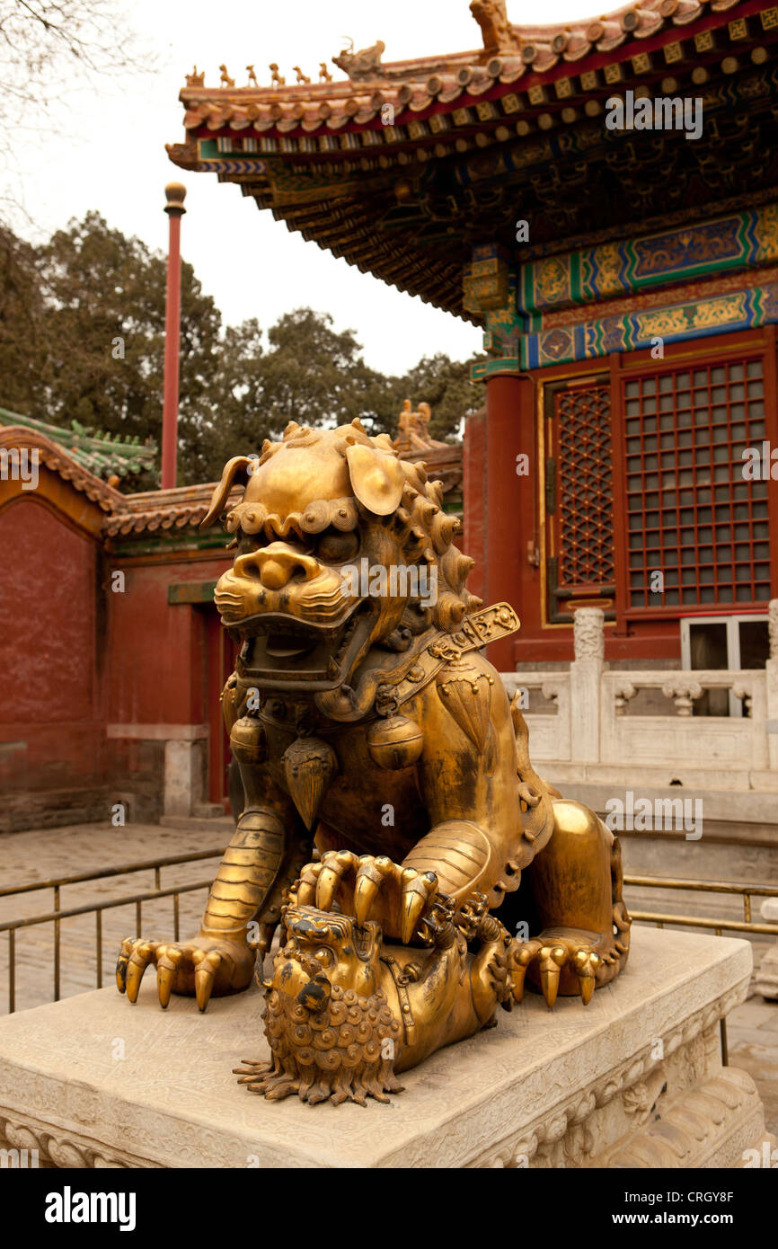 Chinese guardian lion statue at Imperial Palace, Forbidden City