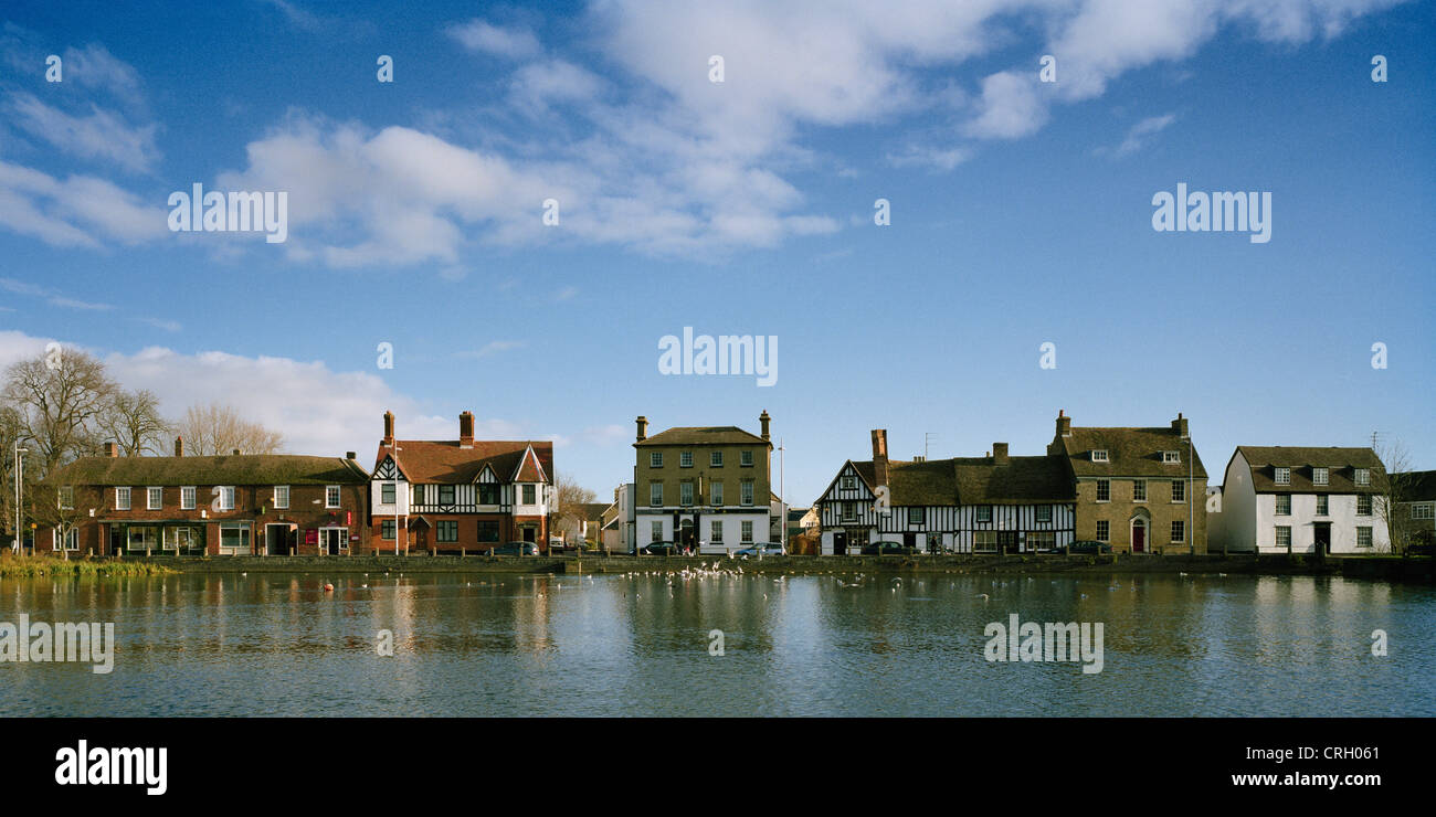 Row of houses along the Causeway beside River Great Ouse Godmanchester