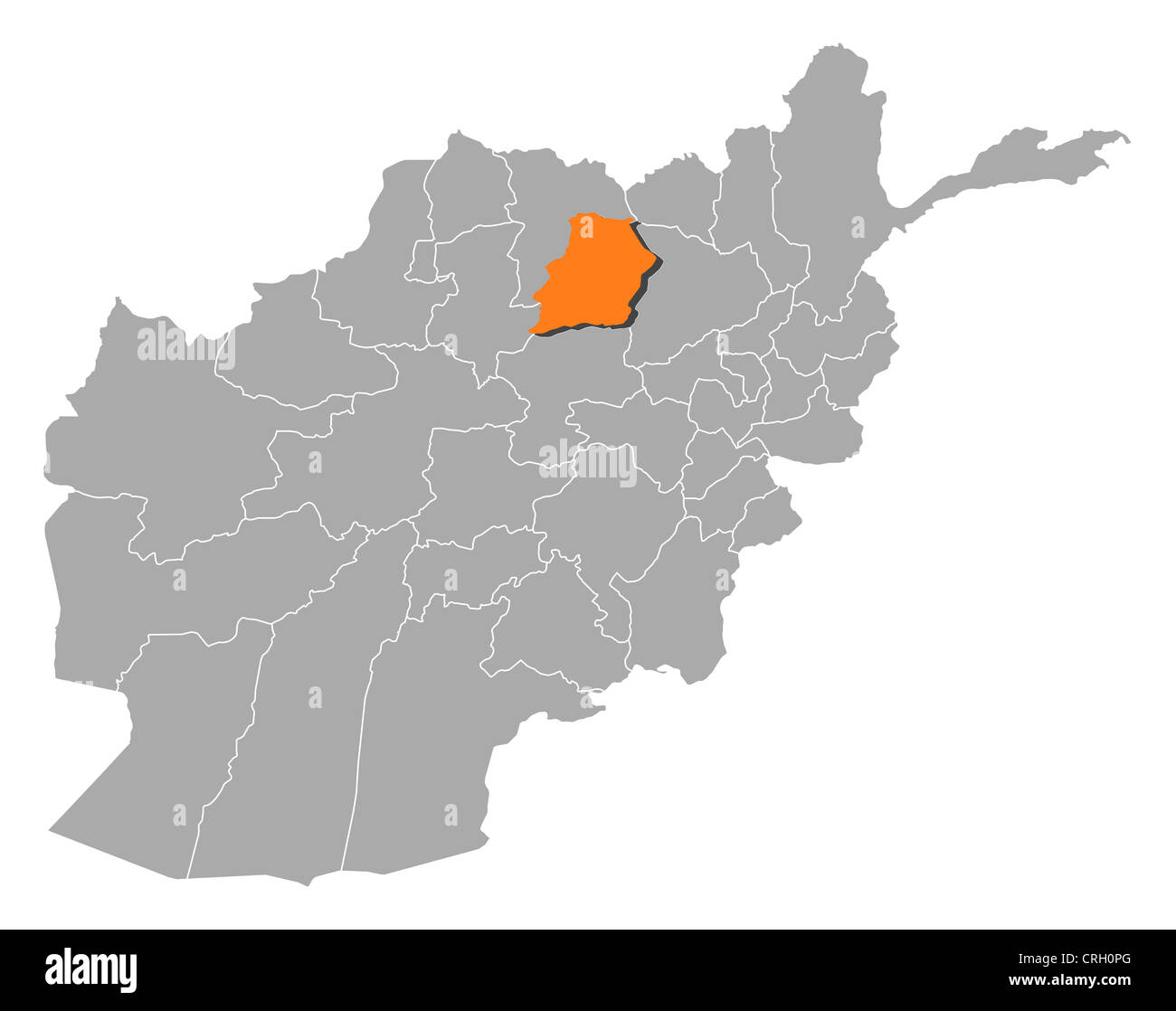Political map of Afghanistan with the several provinces where Samangan is highlighted. Stock Photo