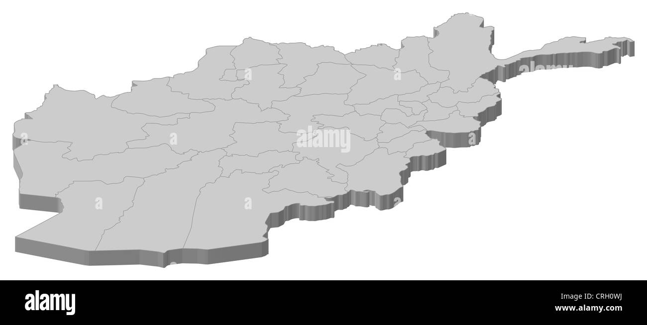 Political map of Afghanistan with the several provinces. Stock Photo
