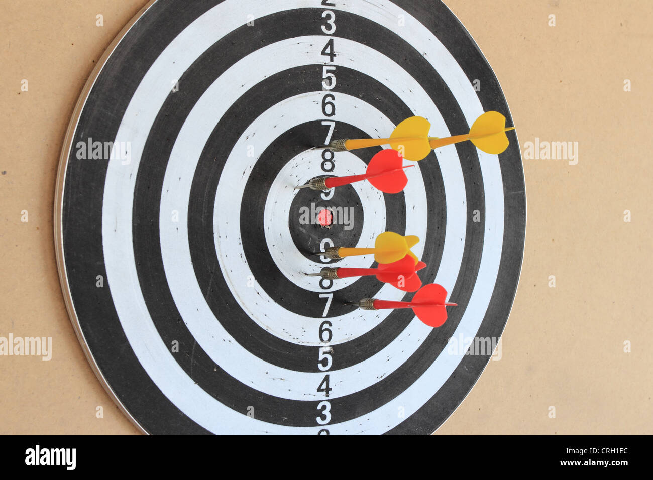 dartboard with darts Stock Photo