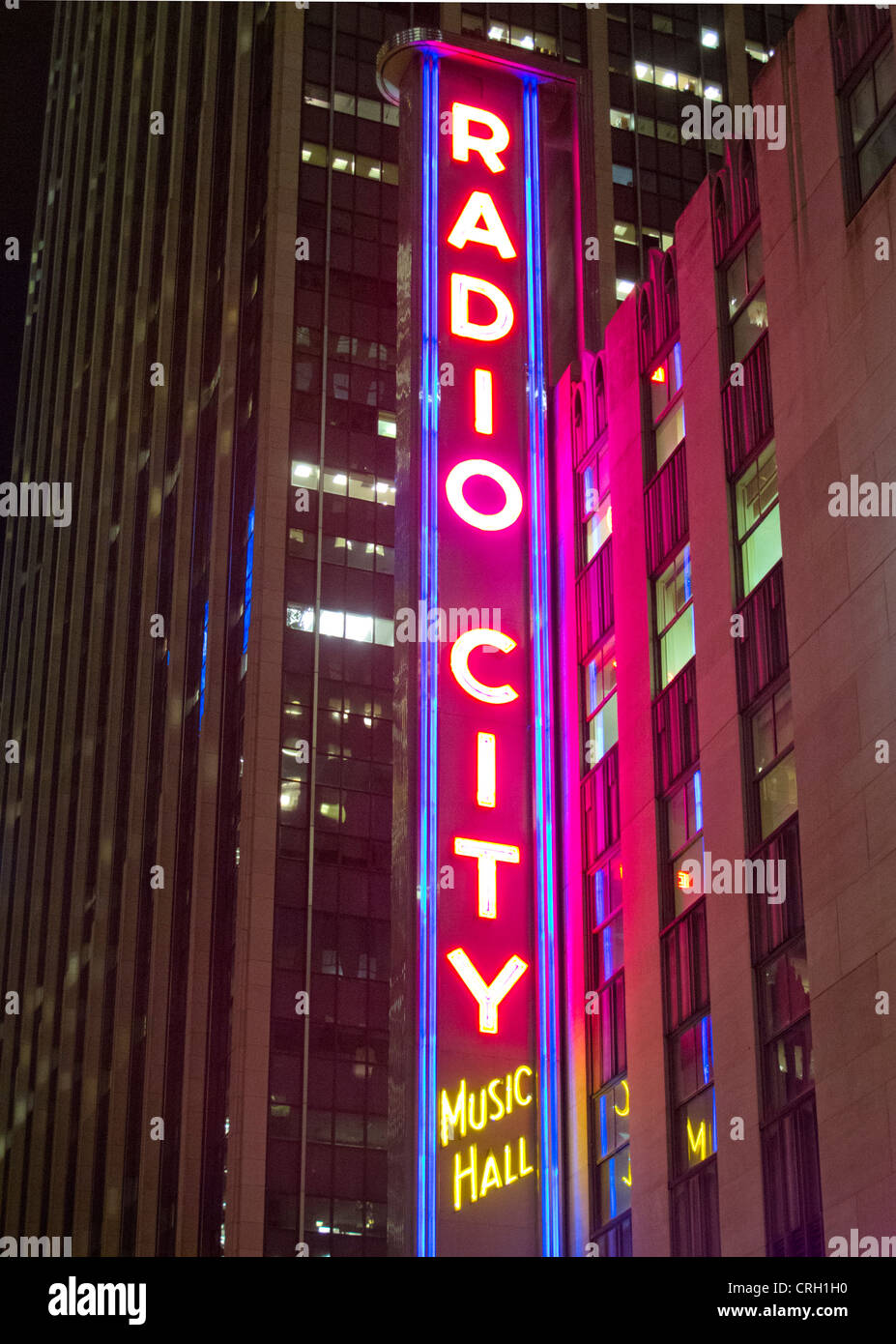 Radio city music hall neon sign Stock Photo