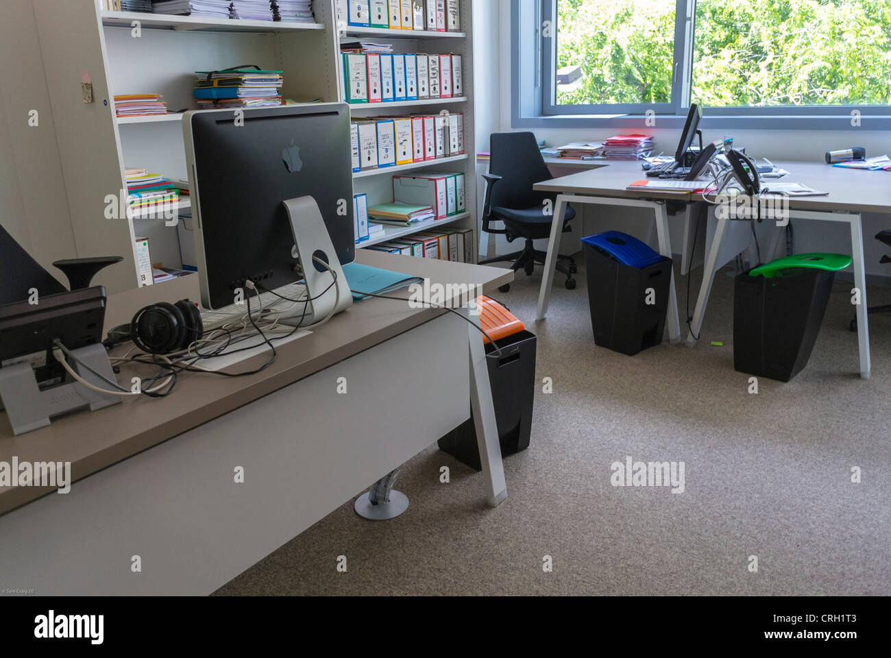Paris, France, Office Furniture, Empty Desk in New Green office