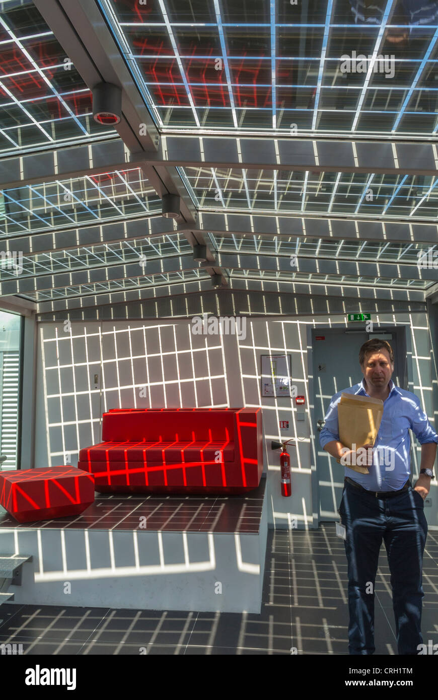 Paris France Glass Ceiling Solar Panels New Green Office Stock