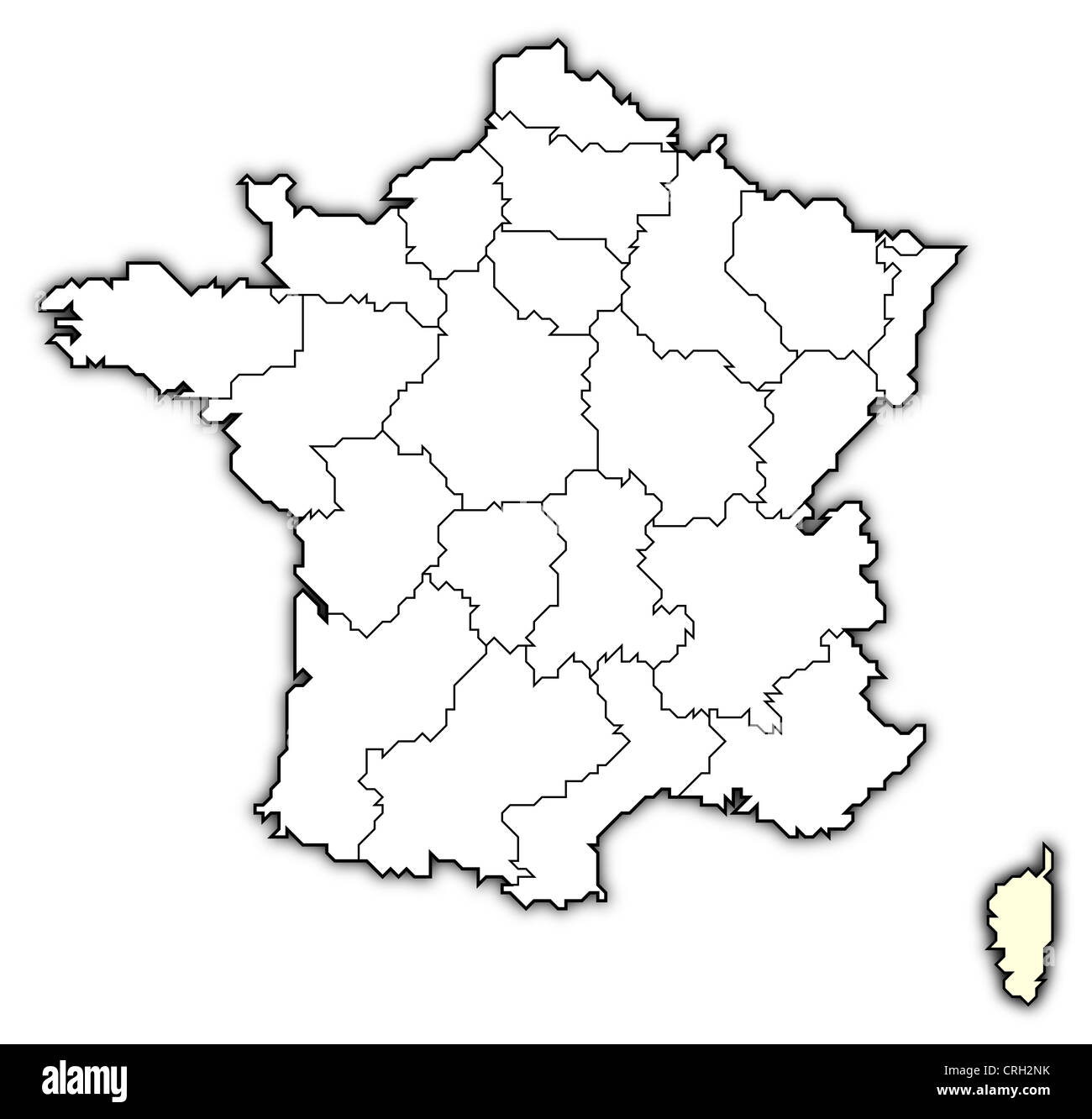Political Map Of France Blank Political Map Of France With The Several Regions Where Corsica Is  Highlighted Stock Photo - Alamy