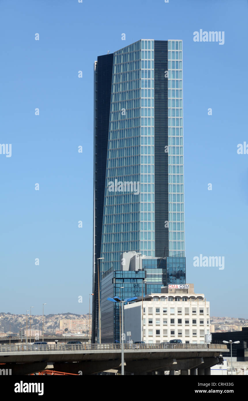 CMA CGM Office Tower Block by Zaha Hadid Marseille or Marseilles France Stock Photo