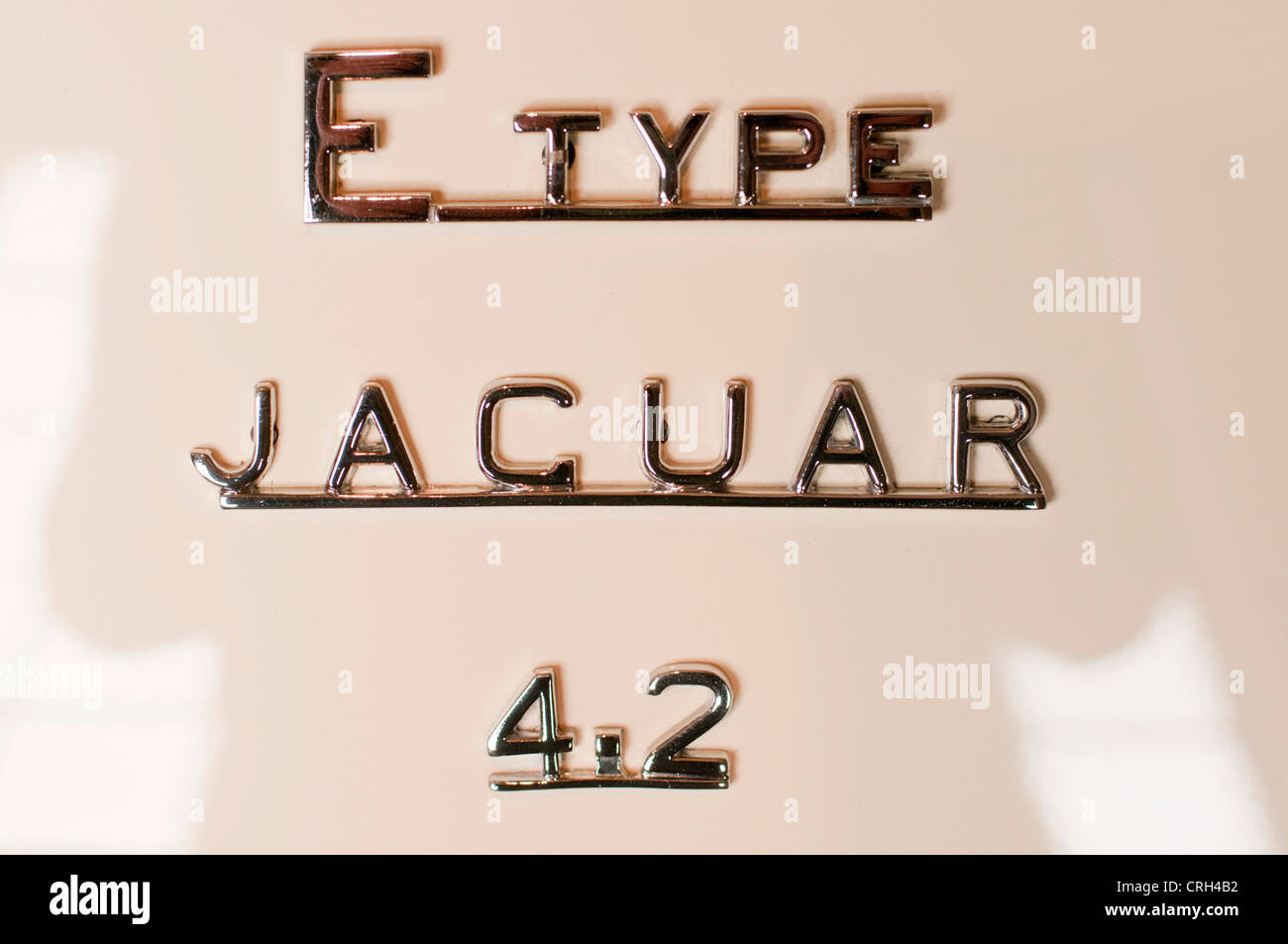 E Type Jaguar 4.2 Car badge Stock Photo