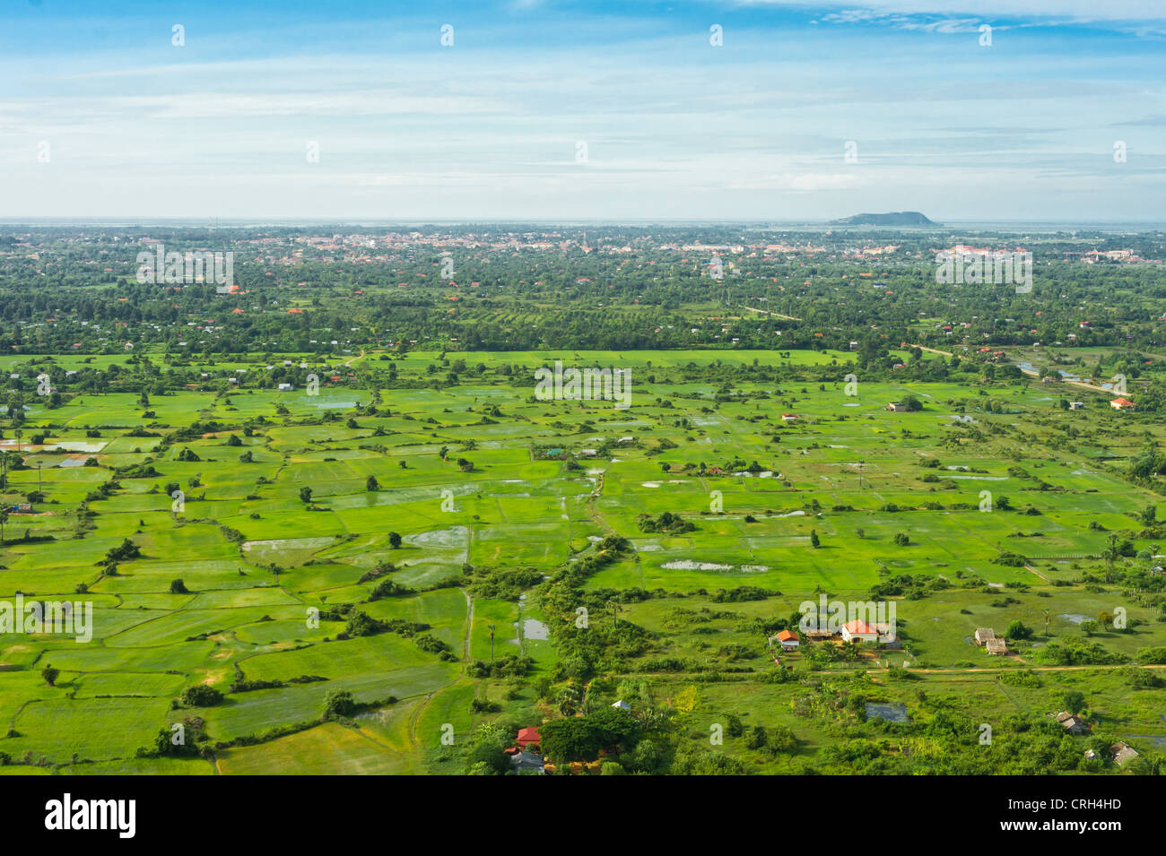 View from balloon of Siem Reap city, Cambodia Stock Photo