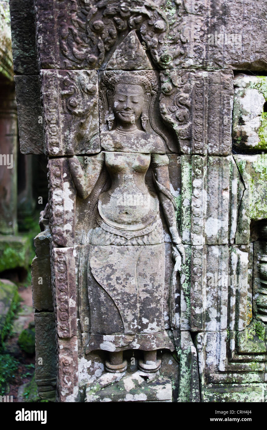 Apsara carved on the wall of Bayon Temple, Angkor Wat Stock Photo - Alamy