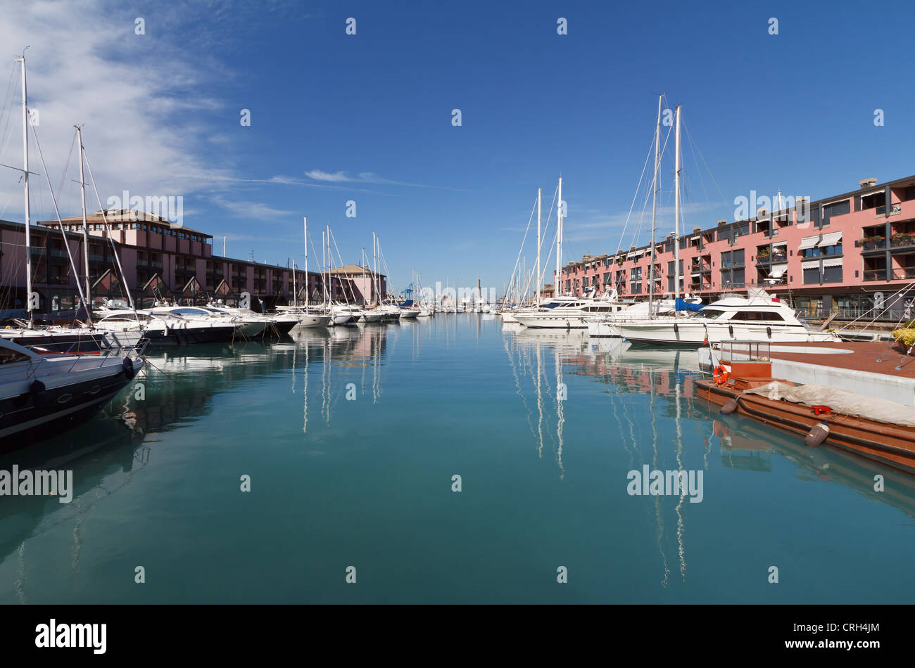 the touristic port in Genova, Italy on a beautiful sunny day Stock Photo