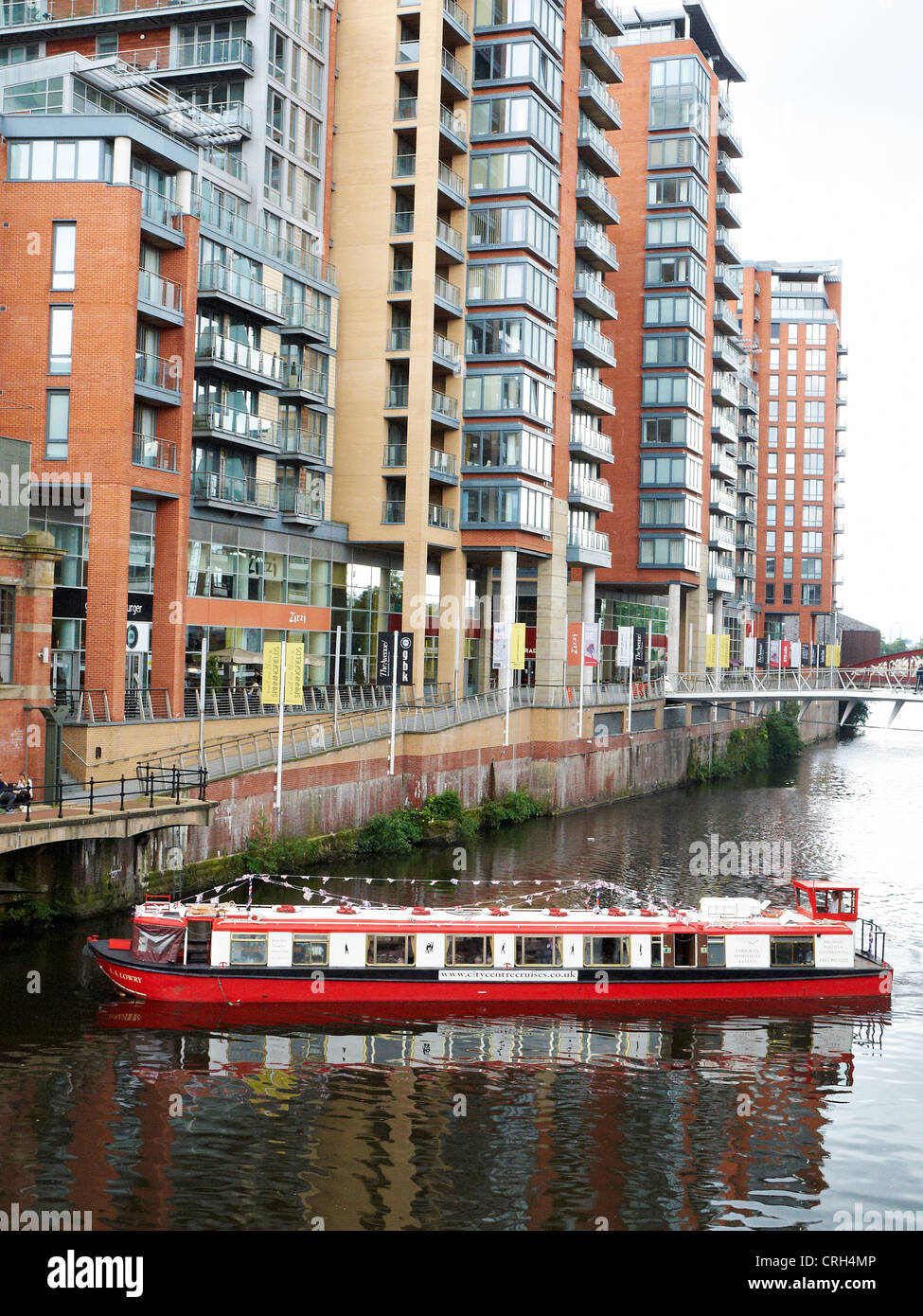 L.S.Lowry tour boat on the River Irwell near Spinningfields in Manchester UK Stock Photo
